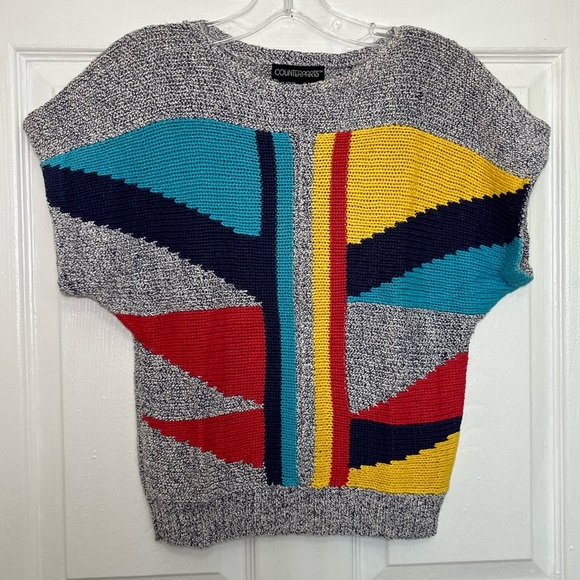 Counterparts Sweaters - COUNTERPARTS Vintage Geometric Gray Sweater Ramie Cotton Top | size medium